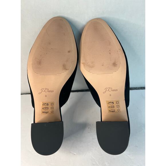 J. Crew Black Suede Block Heel Slip On Leather Insoles Mule Clog Shoes Sz 8 - Picture 11 of 11